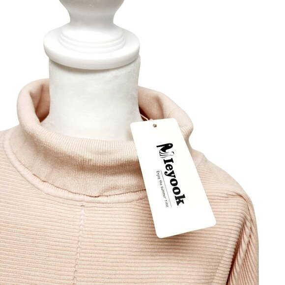 Womens Knitted Sweater Dress Fall Long Sleeve Turtleneck over Size Dress Size M - Picture 9 of 16